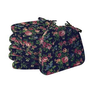 Chair Cushions with Ties and Removable Cover, 17" x 16", Night-Blooming Blossoms